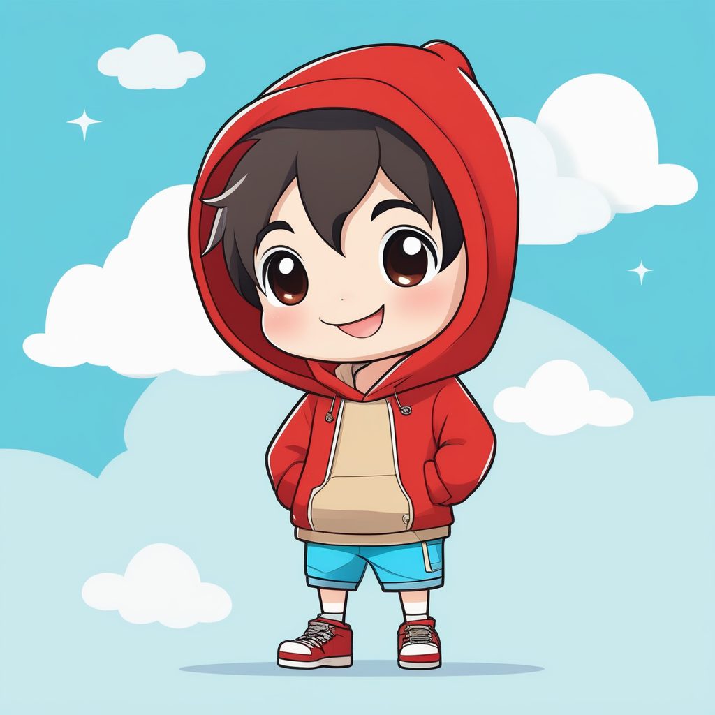 极简动漫Q版笑脸短发男孩