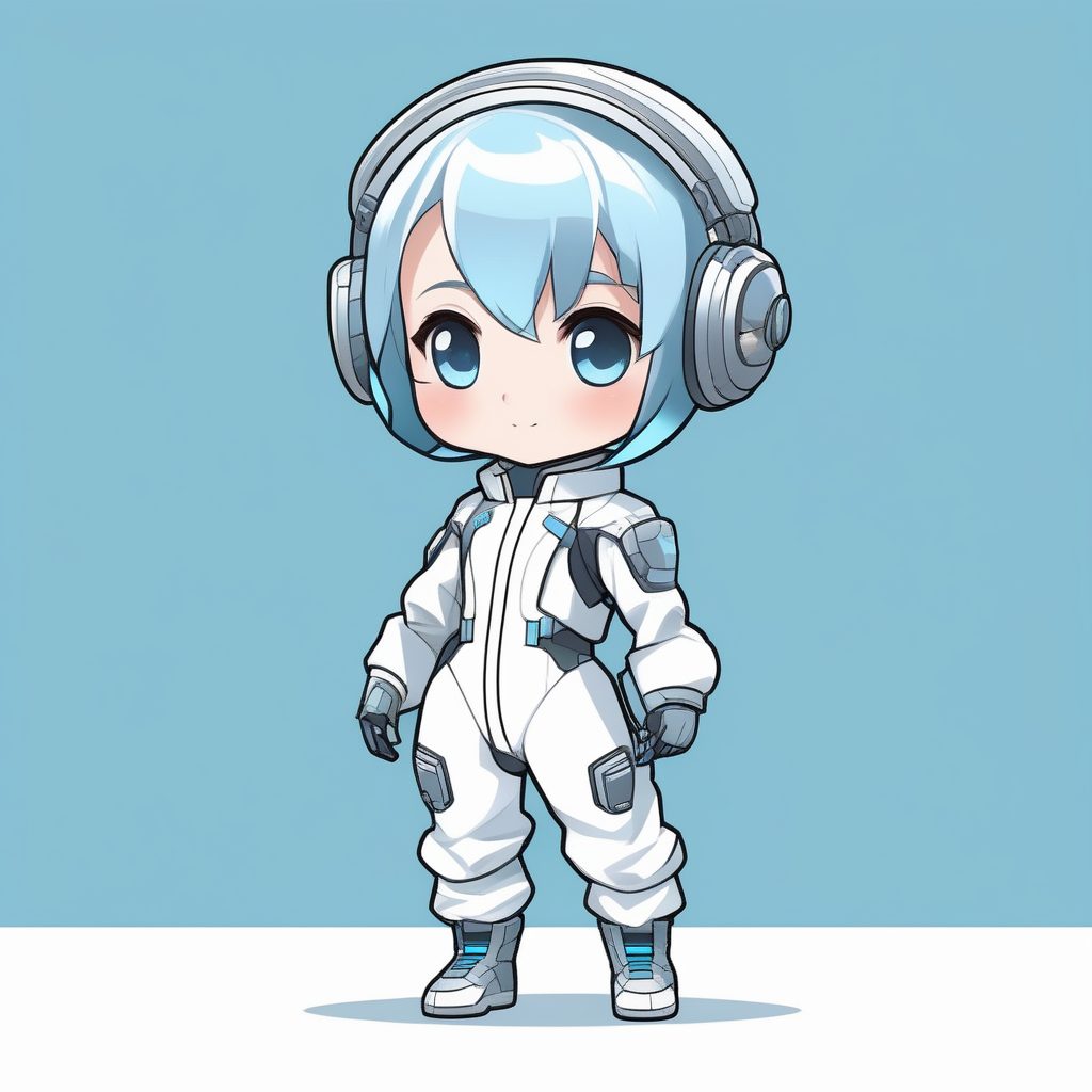 极简动漫Q版 银白短发少女 科幻未来