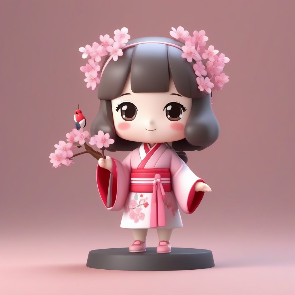 极简动漫Q版樱花少女粘土手办盲盒风格