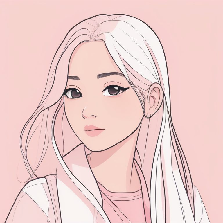 极简动漫少女肖像·粉色干净背景