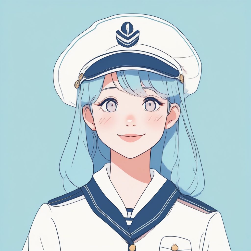 极简动漫肖像：眨眼少女的马卡龙色彩艺术