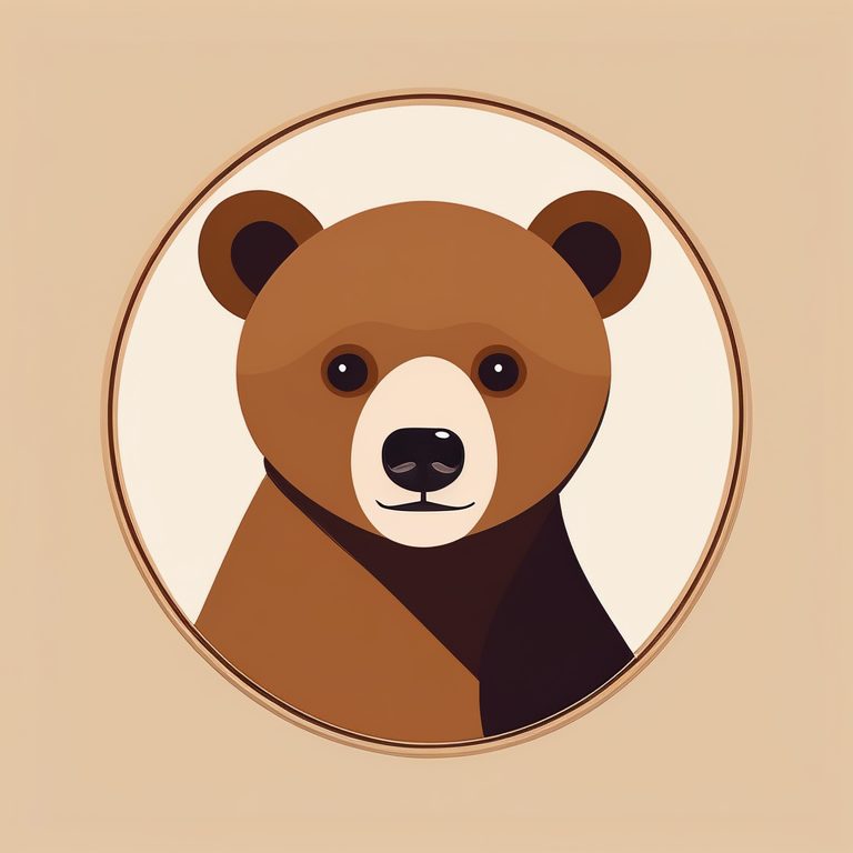 极简动物插画-棕色小熊