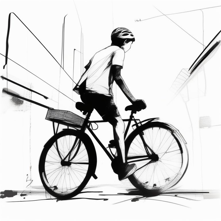 极简都市风格速写:自行车少年