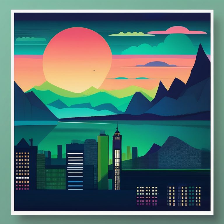 极简都市风极光夜景海报