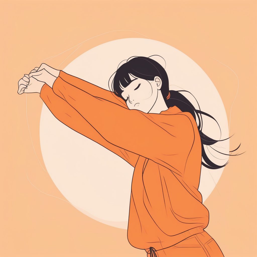 极简二次元风呆萌女孩伸懒腰