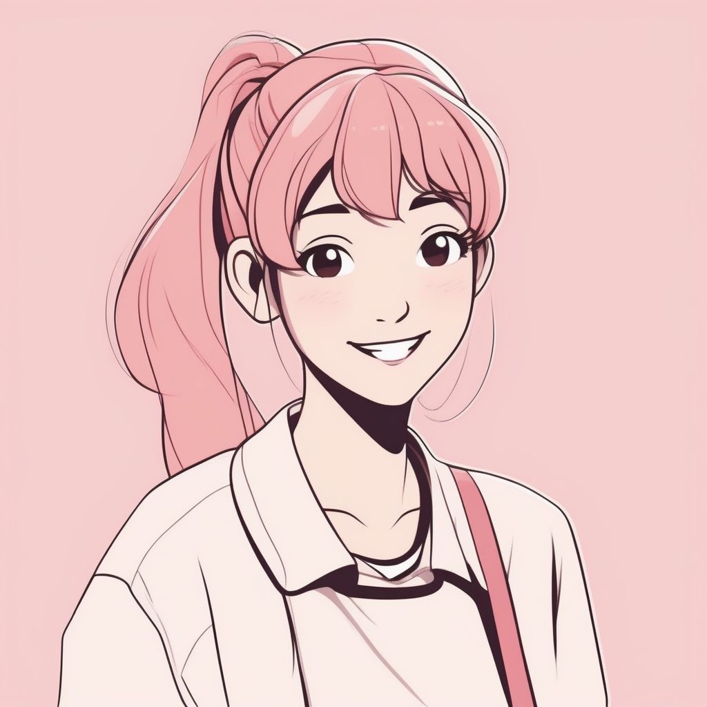 极简二次元风单马尾少女眨眼