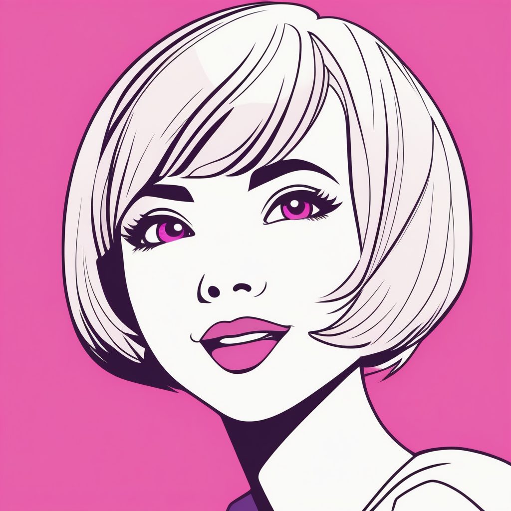 极简二次元风短发女孩吐舌头