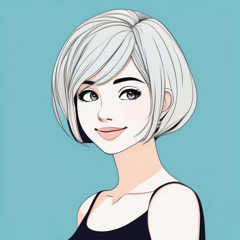 极简二次元风格女孩肩像:金色短发少女