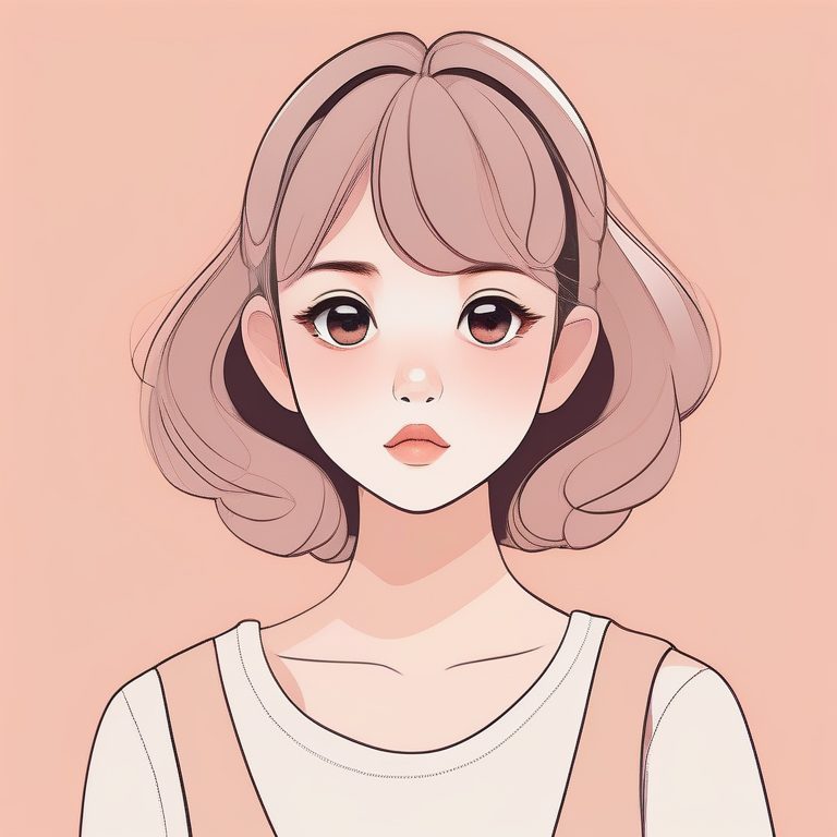 极简二次元风格女孩肖像 可爱表情