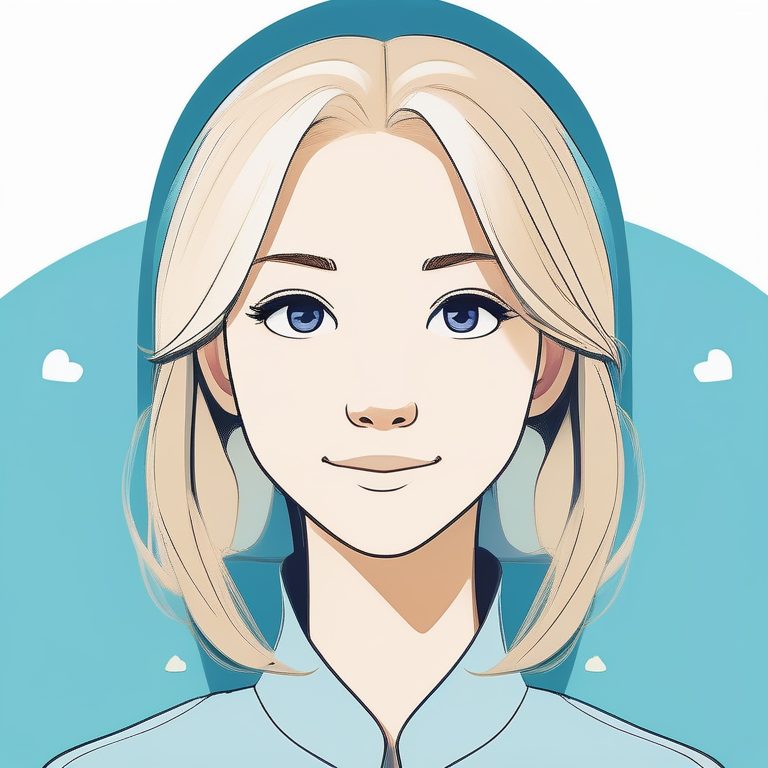 极简二次元风格女孩肖像:微笑金发少女