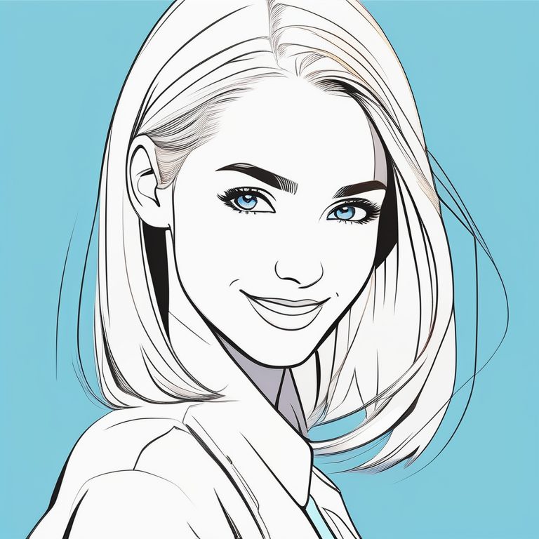 极简二次元风格少女肖像:金发自信女孩