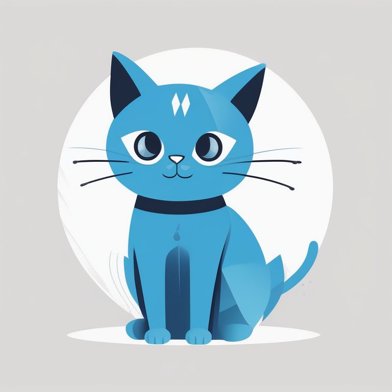 极简二次元风格下的蓝色猫咪正面肖像