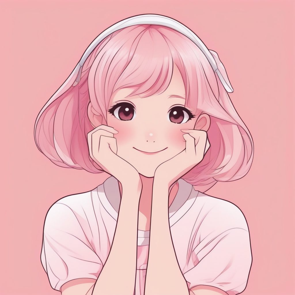 极简二次元风笑容甜美少女萌动姿势