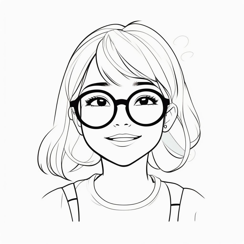 极简二次元风眼镜女孩眨眼卖萌