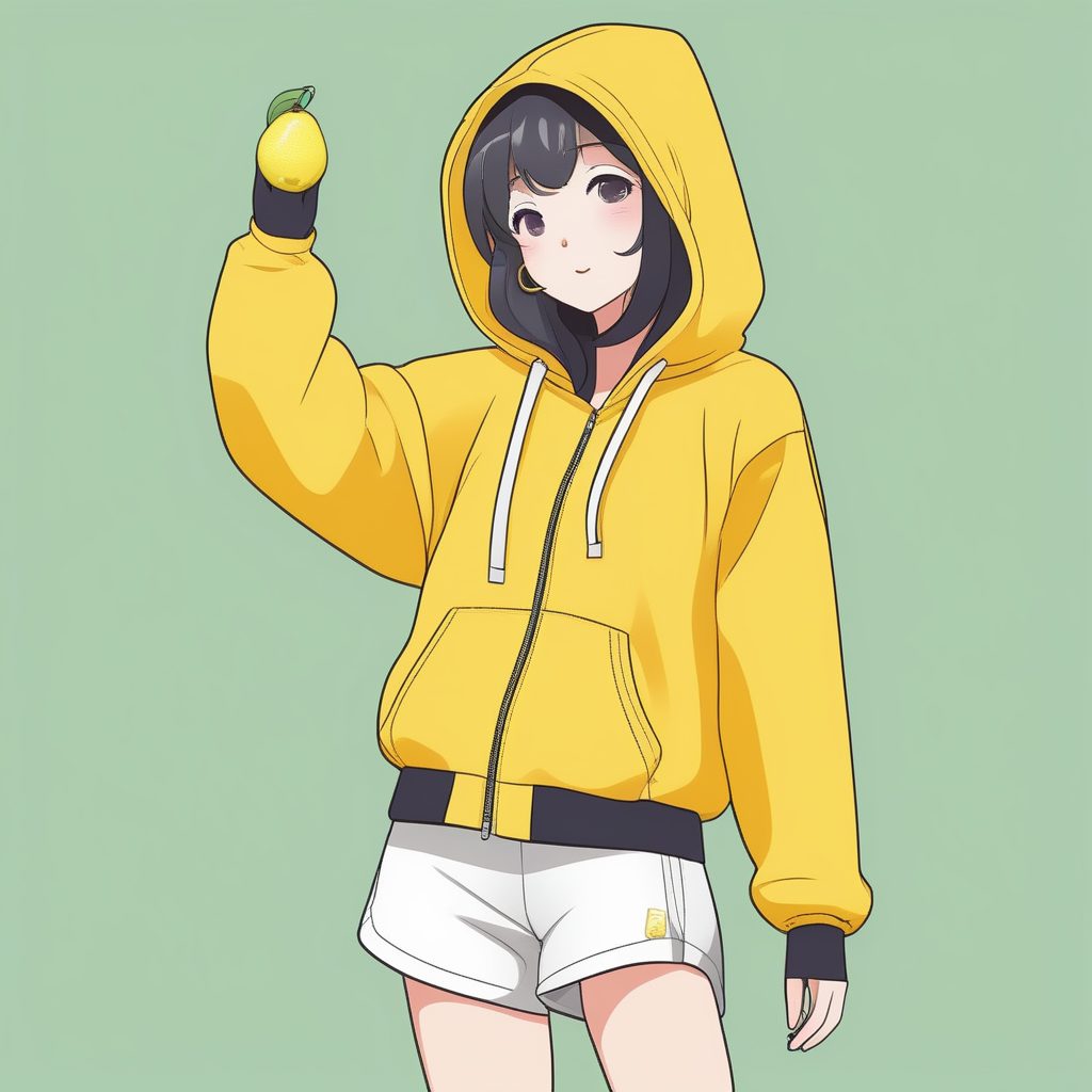 极简二次元女孩全身插画:柠檬黄背景下欢快挥手 11 极简二次元女孩全身插画:柠檬黄背景下欢快挥手