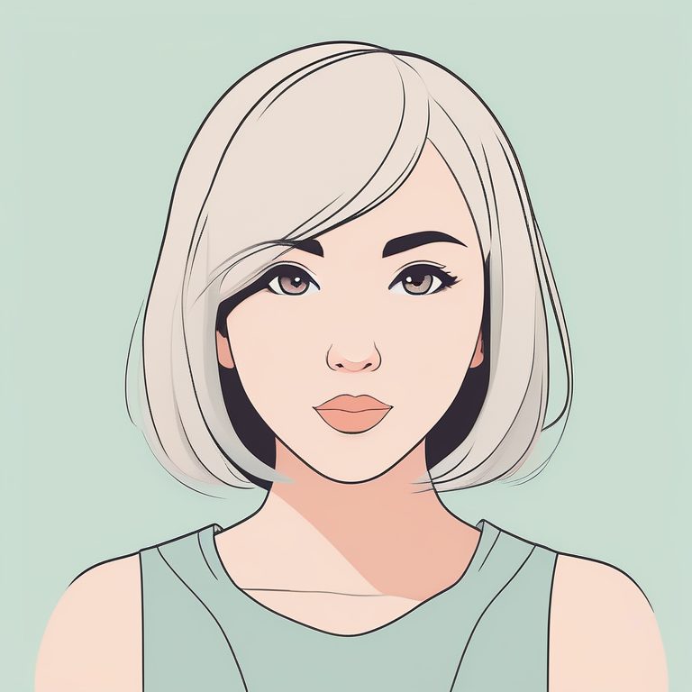 极简二次元女孩肖像·柔和浅色背景