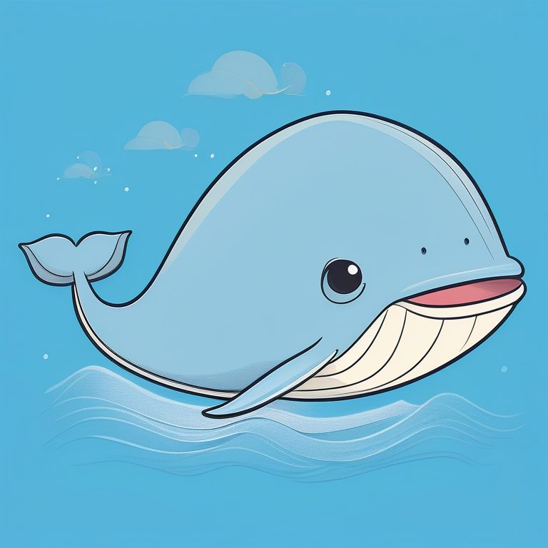 极简儿童故事书风格蓝色鲸鱼