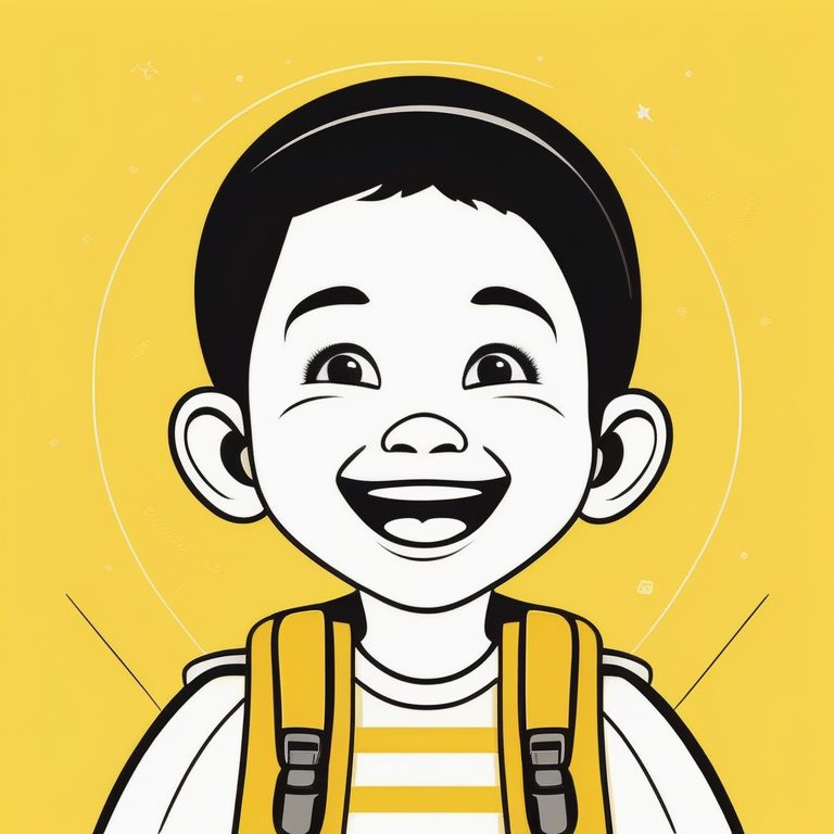 极简儿童故事书风格:一个微笑的孩子
