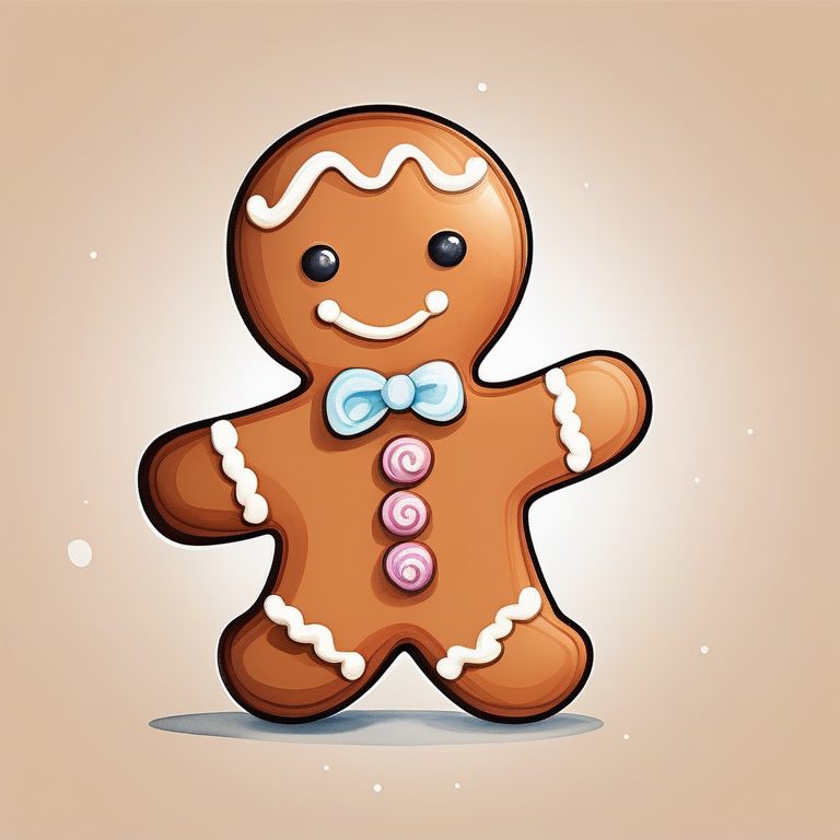 极简儿童圣诞水彩剪贴画:姜饼人