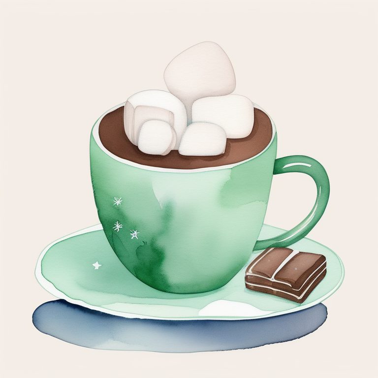 极简儿童圣诞水彩剪贴画:一杯热可可