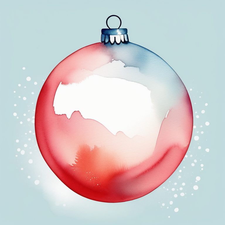 极简儿童圣诞水彩剪贴画:一颗红色圣诞树球装饰