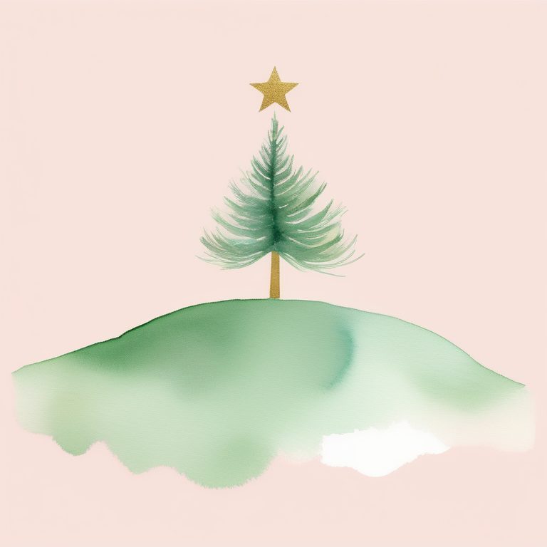 极简儿童圣诞水彩剪贴画：一颗小圣诞树