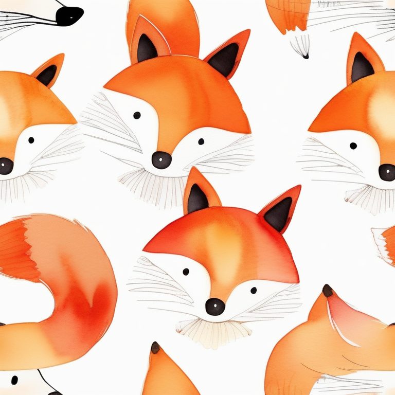 极简儿童圣诞水彩剪贴画:一只橙色狐狸