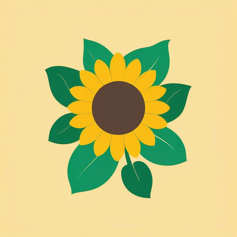 极简儿童贴花图标风格的一朵向日葵