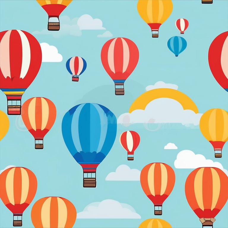 极简儿童贴花图标风格的一只彩色热气球