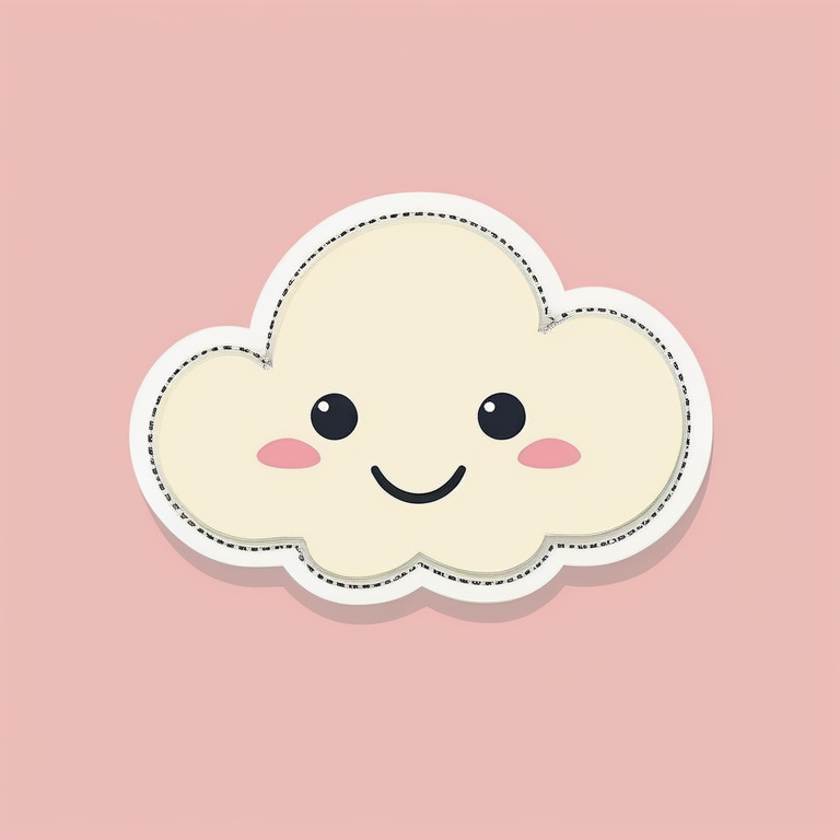 极简儿童贴花图标风格的一只微笑云朵