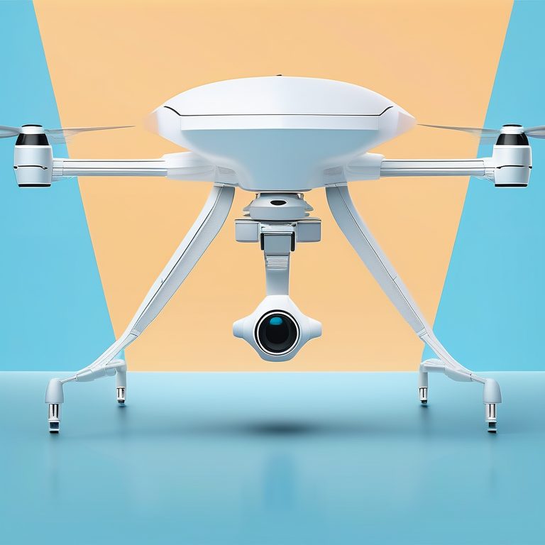 极简风插图:一架未来感无人机在纯色天空