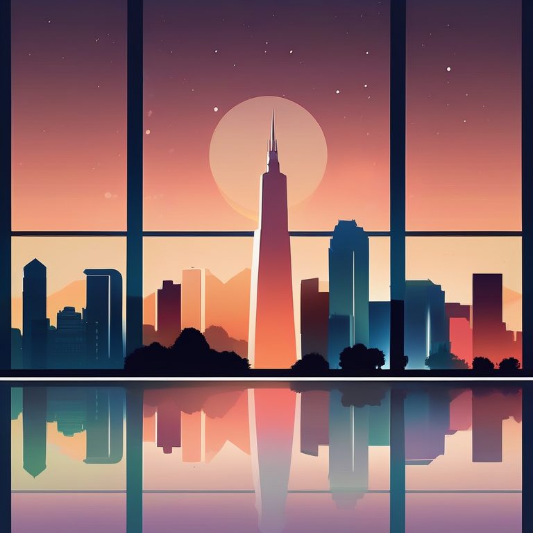 极简风城市夜景插画