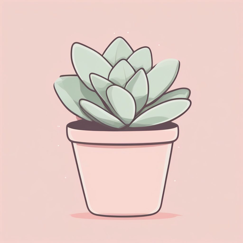 极简风多肉植物：柔和粉色纯背景装饰画