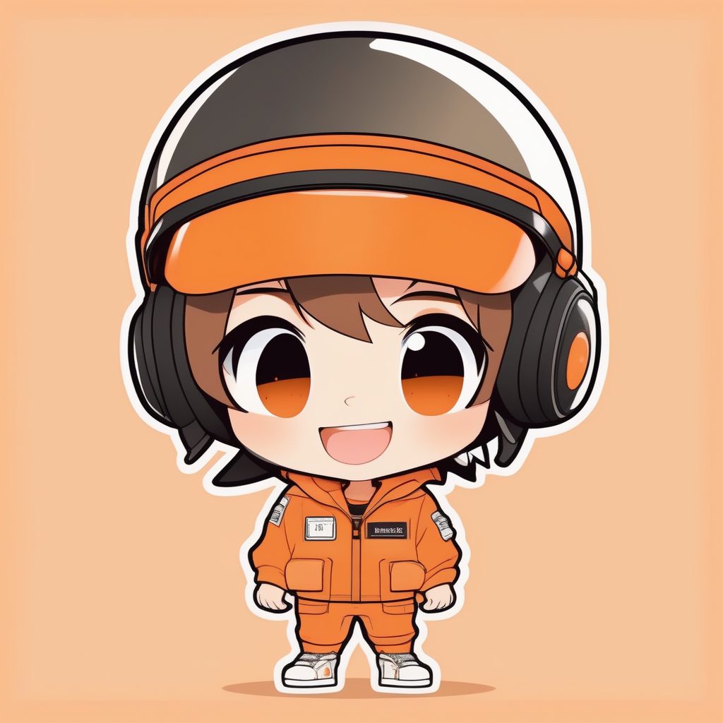 极简风格橙色帽檐Q版动漫男孩