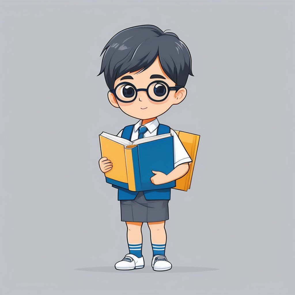 极简风格戴眼镜的Q版学生男孩