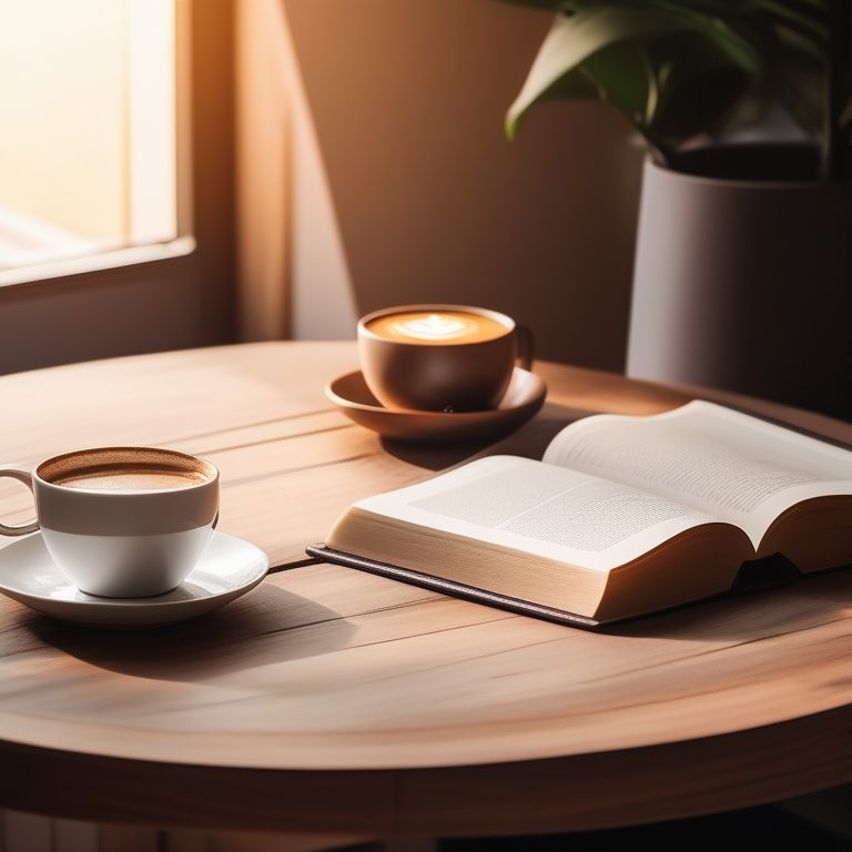 极简风格的清晨咖啡与书本