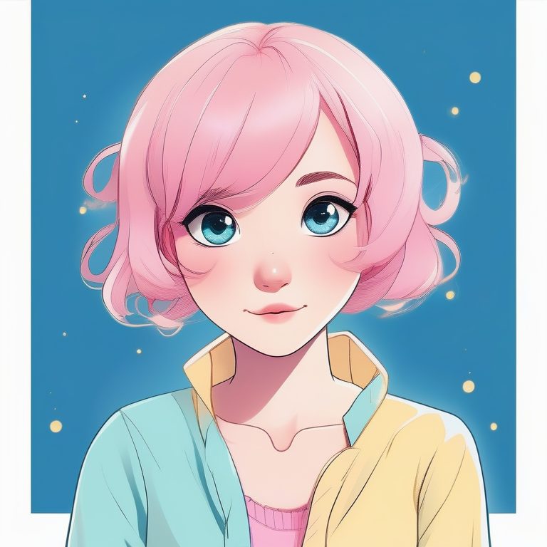 极简风格粉发少女明亮肖像