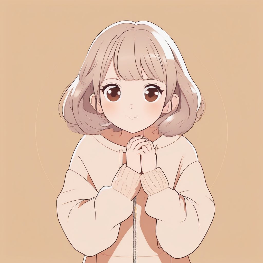 极简风格girl 可爱捧脸