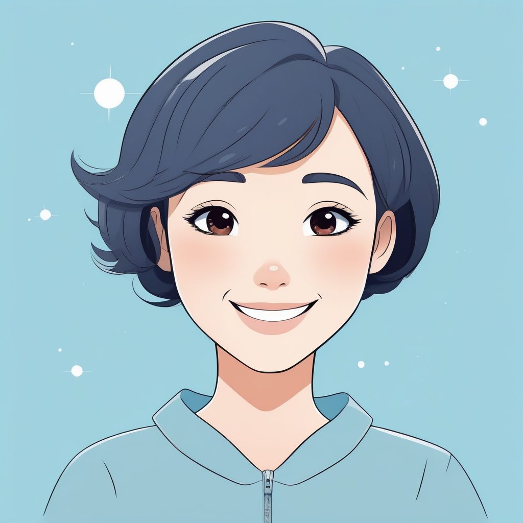 极简风格可爱短发女孩微笑肖像