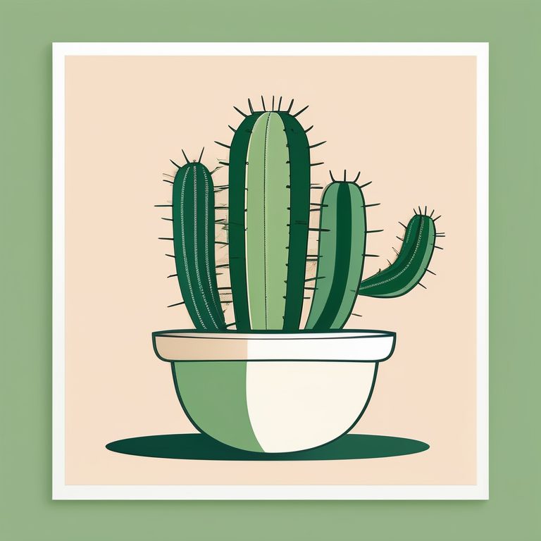 极简风格绿色仙人掌插画