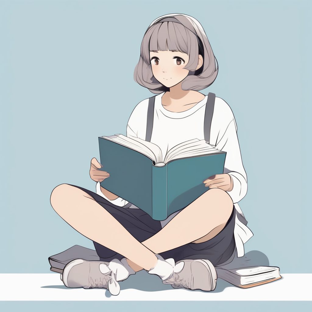 极简风格女孩安静阅读