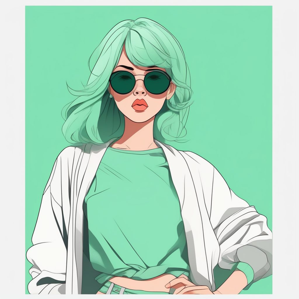 极简风格泼辣二次元女孩嘟嘴