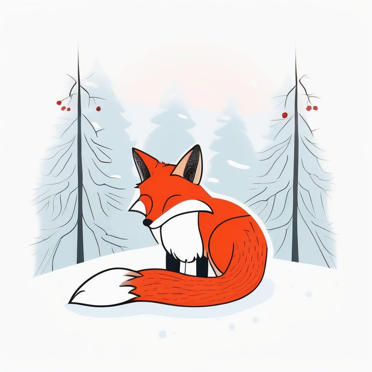 极简风格下的冬季狐狸