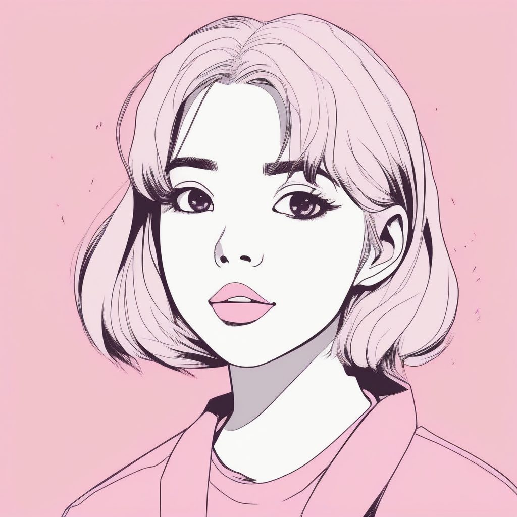 极简风格下张嘴说话的少女：粉色主题