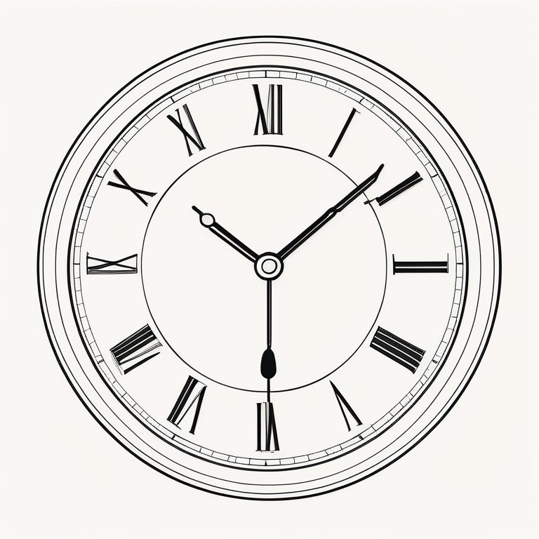极简风格线描时钟插画