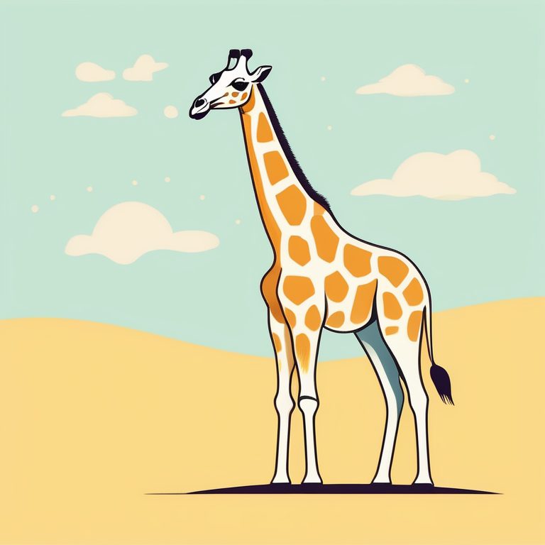 极简风格优雅长颈鹿矢量插画