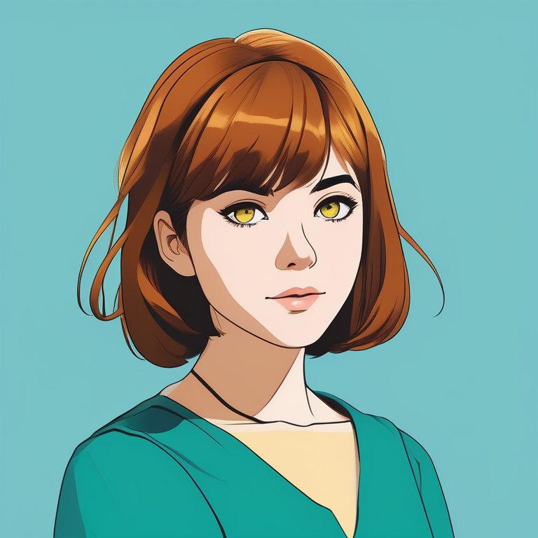 极简风黄色眼睛短发少女清爽肖像