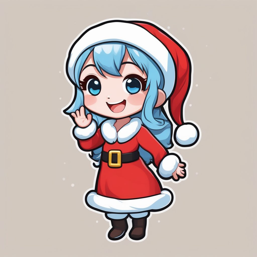 极简风卡哇伊Q版圣诞动漫女孩挥手造型