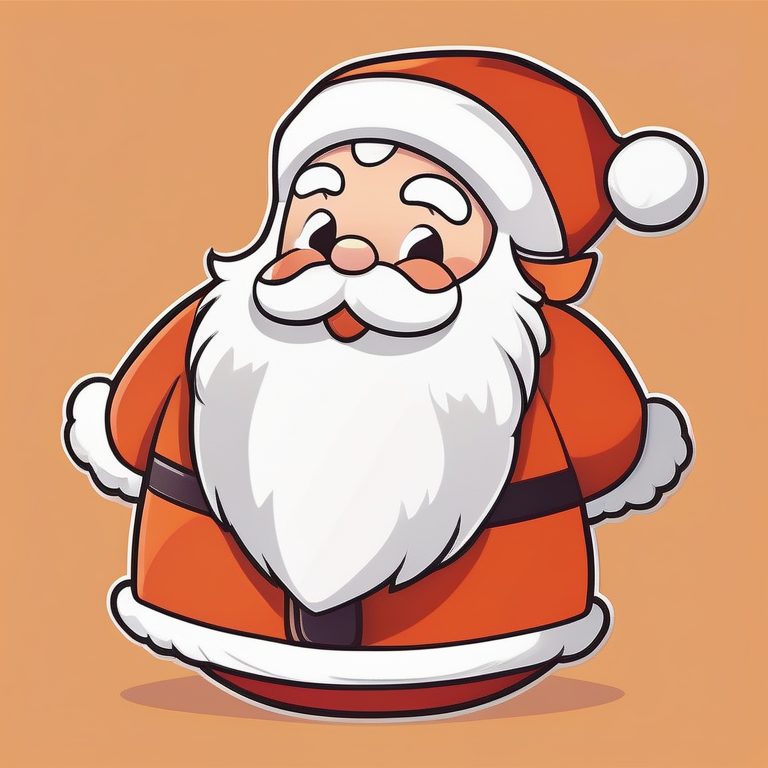 极简风卡哇伊Q版圣诞老人橙色背景全身站立