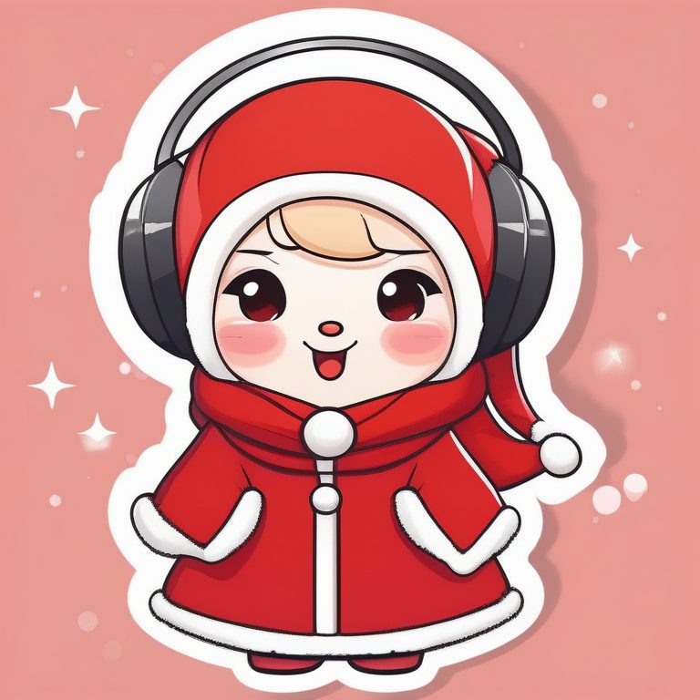 极简风卡哇伊Q版圣诞女孩插画 白色背景